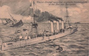Kreuzer Emden 1914 WW1 Ship Disaster Military German Old Postcard