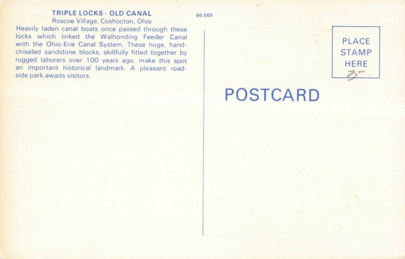 Postcard Triple Locks Old Canal Coshocton Ohio