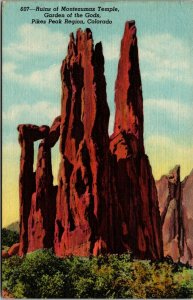 Vtg Ruins Montezumas Temple Garden Of Gods Pikes Peak Region Colorado Postcard