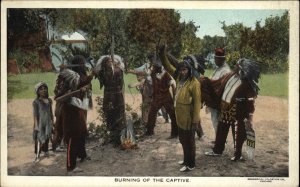 Native American Indians Burning the Captive c1915 Postcard TRIBE?