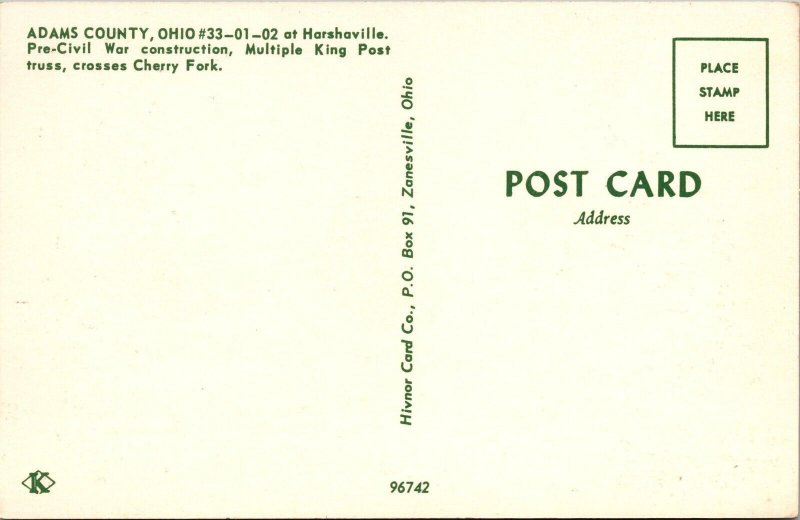 At Harshaville Pre-Civil War Construction Adams County Ohio Postcard PC178
