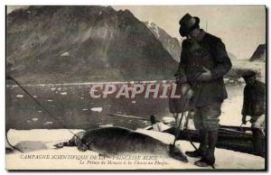 Old Postcard Fishing scientific Campaign Princess Alice Prince of Monaco seal...