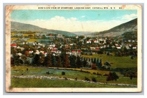 Vintage 1925 Postcard Aerial View of Stamford Catskill Mountains New York