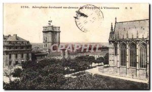 Postcard Old Aeroplan evoluatn dessu the old fort at Vincennes