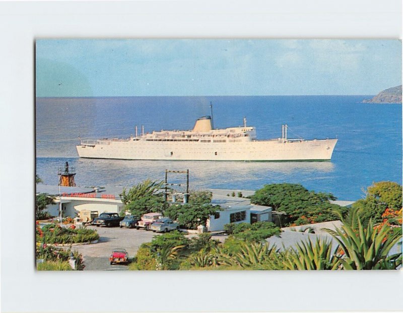 Postcard m/s Victoria Entering the harbor in St. Thomas, Virgin Islands