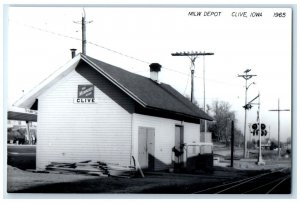 c1965 Milw Depot Clive Iowa IA Railroad Train Depot Station RPPC Photo Postcard