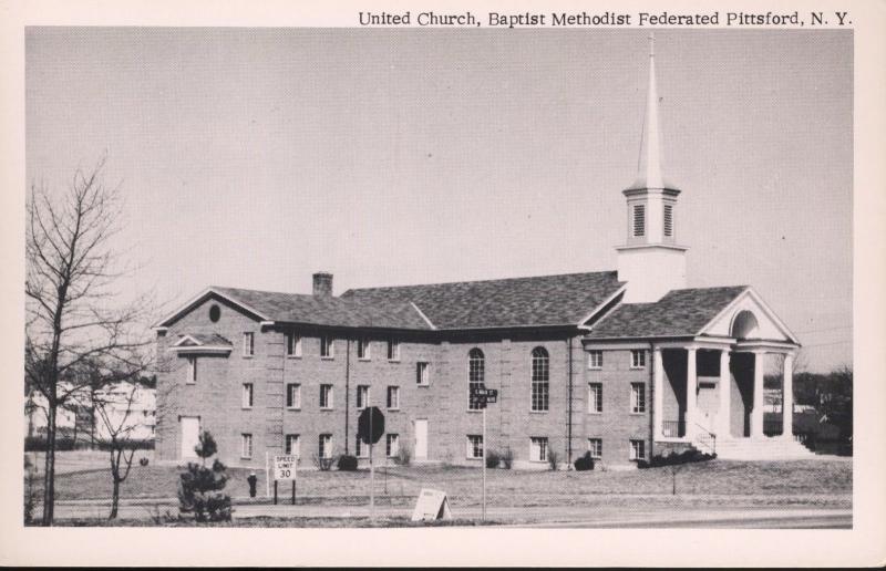 Pittsford NY New York ~ United Church Baptist Methodist Vintage Postcard