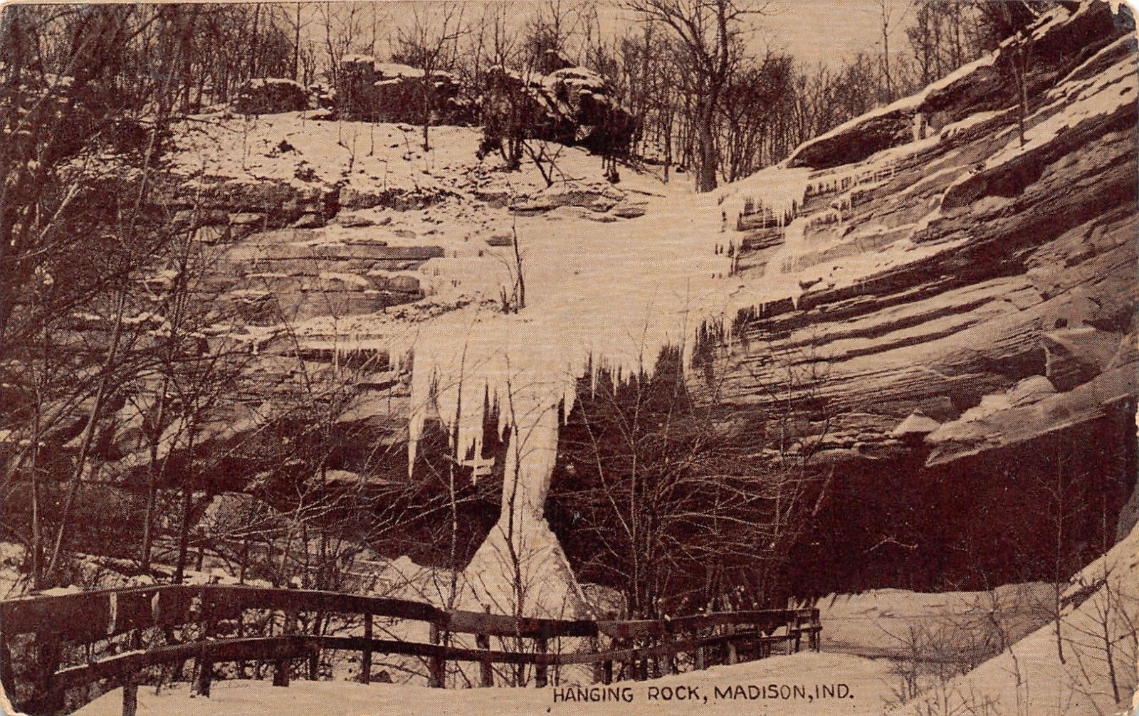 Madison Indiana Snowcicles Form On Bluffs Hanging Rock Winter Snow C1910 United States Indiana Other Postcard Hippostcard