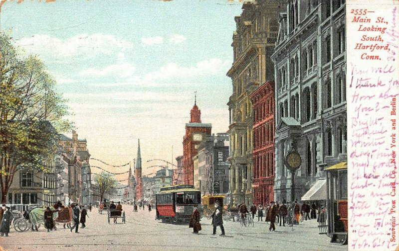 Main St. Looking South, So. Hartford, Connecticut, Early Postcard, Used in 1907