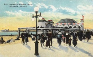 LONG BEACH, CA California DAILY BAND CONCERTS Parents~Children c1910's Postcard