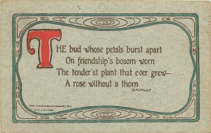 1911 Haffner Arts & Crafts Friendship Ser. Postcard 5482 Poem Rose without Thorn