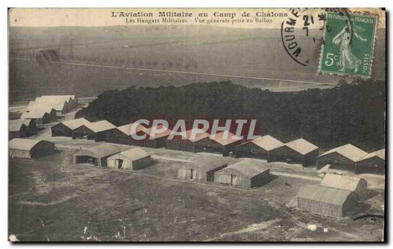 Old Postcard L & # 39Aviation In Military Camp De Chalons Army Military hanga...