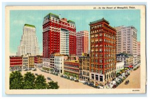 In The Heart Of Memphis City Scene TN Tenn Tennessee Postcard (T7)