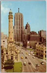 Michigan Ave. Looking North Chicago Illinois Old Water Tower Structure Postcard