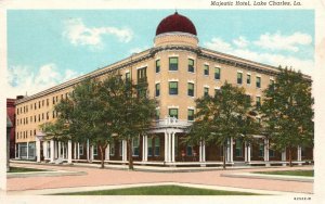 Vintage Postcard View of Majestic Hotel Building Lake Charles Louisiana LA