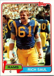 1981 Topps Football Card Rich Saul Los Angeles Rams sk10415