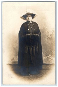 c1910's Woman Dress Black Handwarmer Studio Columbus Ohio OH RPPC Photo Postcard