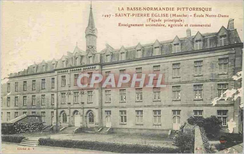  Escuela de la iglesia de St Pierre de la Tarjeta Postal de la vendimia (manija)