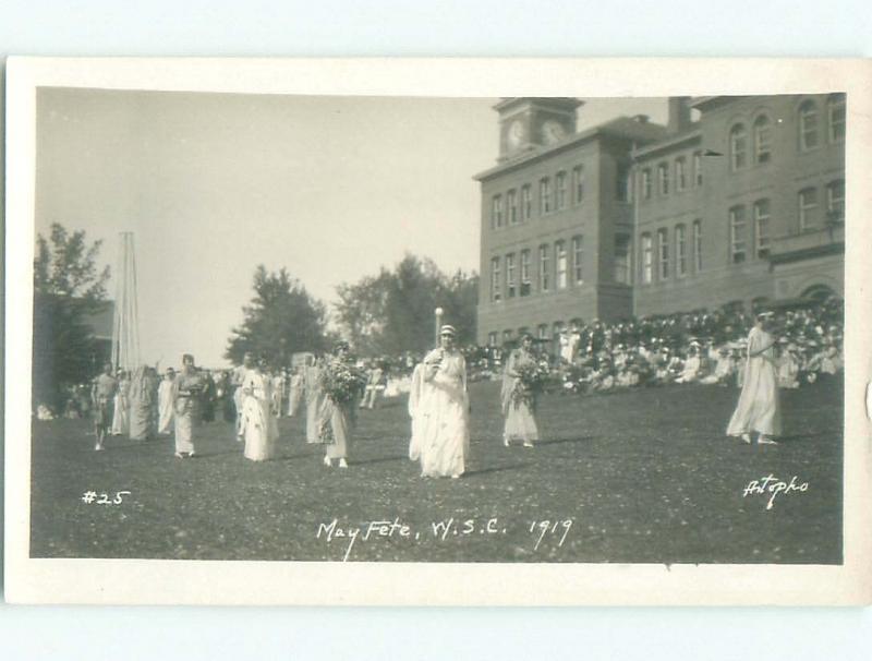 Pre-1930 rppc WSC WASHINGTON STATE COLLEGE MAY FETE Pullman Washington WA i9464