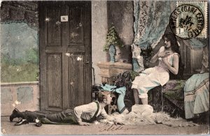 Victorian Lady Romantic Couple Vintage Postcard C023
