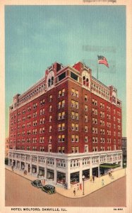 1939 Hotel Wolford Building Historic Landmark Danville Illinois Posted Postcard