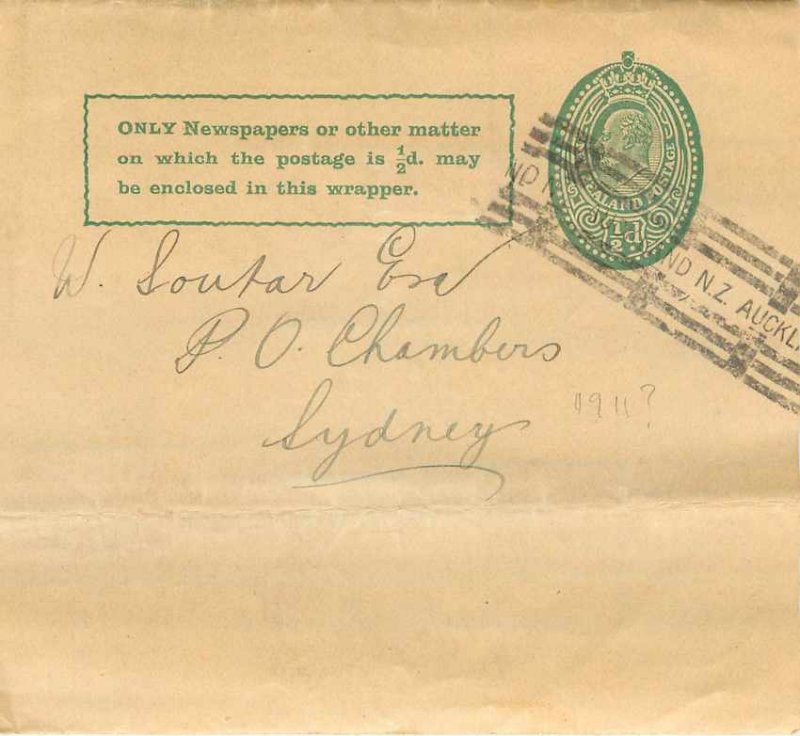 New Zealand Auckland Entier Postal Stationery 1911