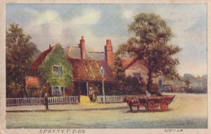The Spotted Dog Upton Antique Mounted Postcard