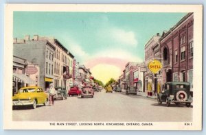 Kincardine Ontario Canada Postcard The Main Street Looking North Shell Cars