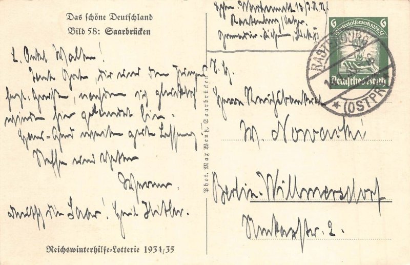 Germany 1935 Saarbruecken General View vintage postcard