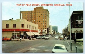 AMARILLO, Texas TX ~ Downtown POLK STREET Scene c1960s Woolworth Postcard