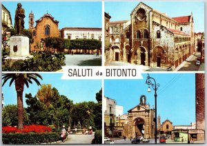 Saluti Da Bitonto Italy, Monument Building Garden Arch Church Chapel, Postcard