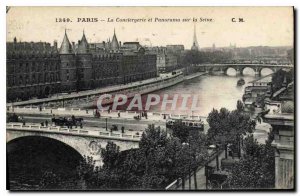 Postcard Old Paris the Conciergerie and Panorama on the Seine Eiffel Tower