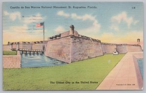 Linen~Castillo De San Marcos National Monument~St Augustine FL~PM 1951 Postcard