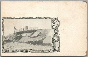 1898 PILOT BOAT COLUMBIA ANTIQUE PIONEER POSTCARD