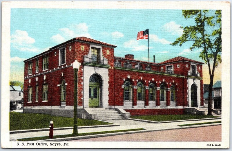 VINTAGE POSTCARD THE U.S. POST OFFICE BUILDING AT SAYRE PENNSYLVANIA