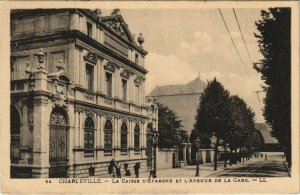 CPA CHARLEVILLE - La caisse d'epargne et l'avenue de la gare (148173)