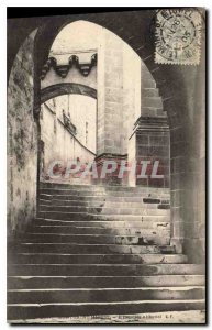 Old Postcard Mont Saint Michel abbey The staircase