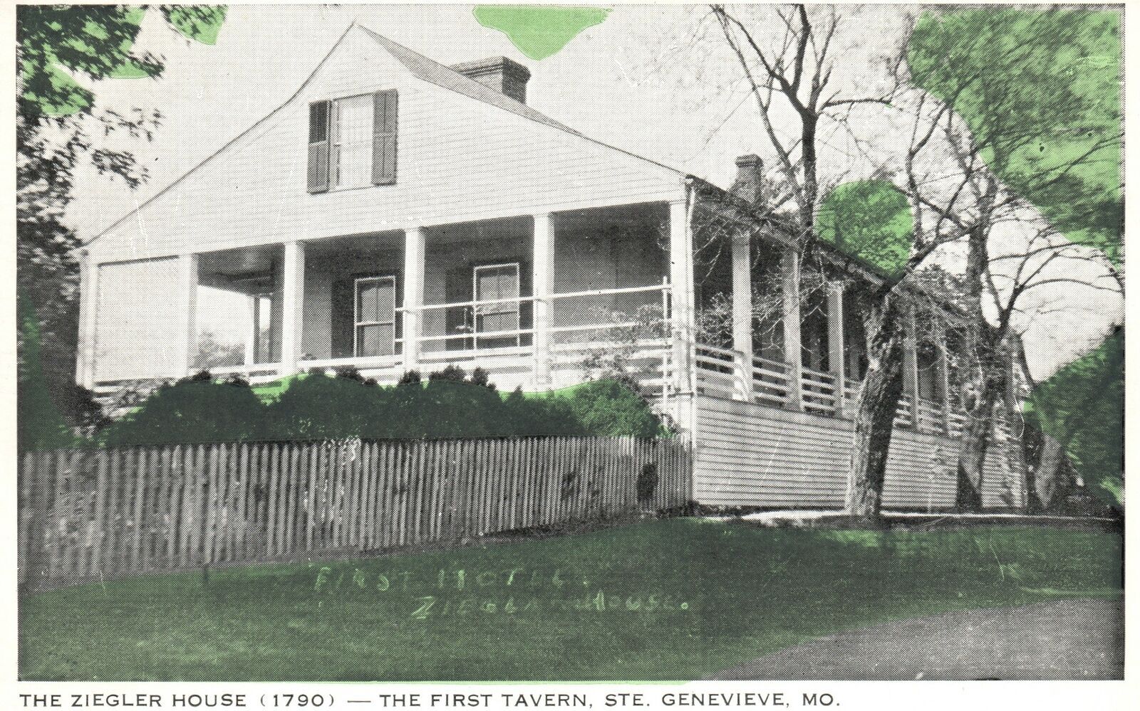 Vintage Postcard 1920's The Ziegler House First Tavern Ste. Genevieve