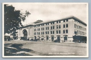 CANADA WINNIPEG MANITOBA RAILROAD STATION VINTAGE REAL PHOTO POSTCARD RPPC