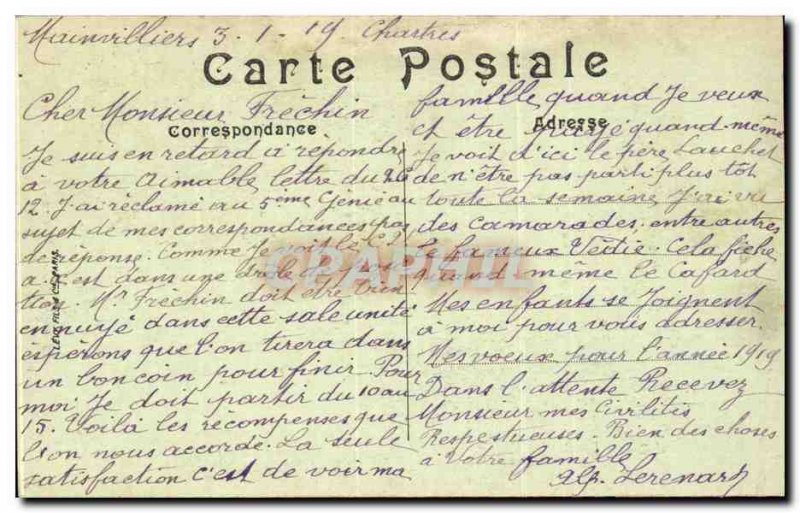 Chartres Old Postcard The statue of Marceau