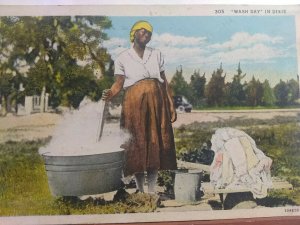 VTG Postcard, wash day in Dixie .Haines City, Louisiana