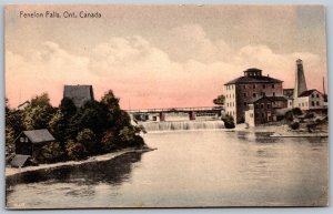 Postcard Fenelon Falls Ontario c1910s Scenic View Stone Mill Tower by Evans