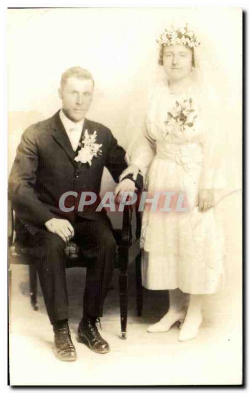 PHOTO CARD Fantasy - Couple - marriage - wedding - bride - groom - Old Postcard