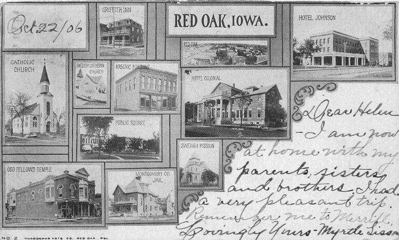 1906 Red Oak Iowa Multi View undivided postcard 1748