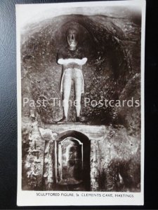 East Sussex HASTINGS St Clements Cave,Sculptored Figure c1908 RP by Wildt & Kray