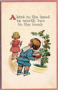 A bird in the hand is worth two in the bush - Samson Brothers postcard c. 1915