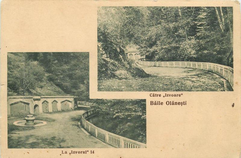 Romania Baile Olanesti mineral water source no. 14, 1930s postcard