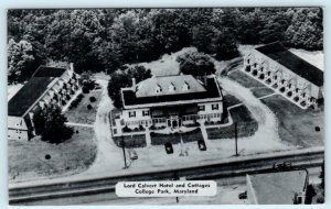 COLLEGE PARK, Maryland MD ~ Aerial LORD CALVERT HOTEL Roadside c1940s Postcard