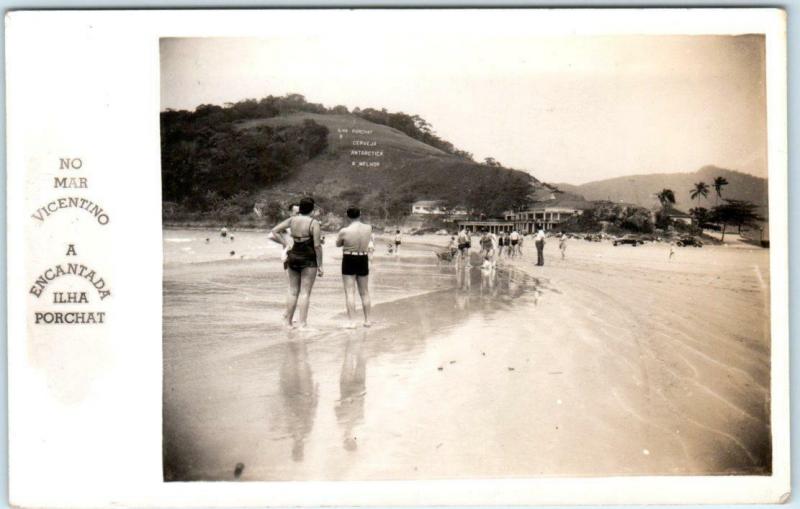 RPPC  SAO VICENTE, BRAZIL  Encantada ILHA PORCHAT Cerveja Antarctica Postcard 