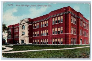 Green Bay Wisconsin Postcard West Side High School Exterior 1913 Vintage Antique